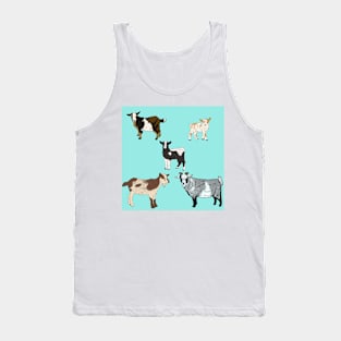 Seafoam Nigerian Dwarf Goats Pattern Tank Top